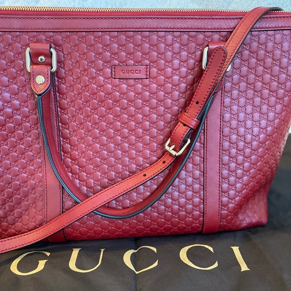 Gucci Handbags - Authentic Gucci Guccissima Large Red Tote bag